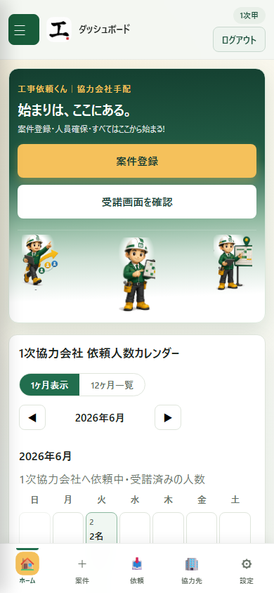 モバイル版ダッシュボード